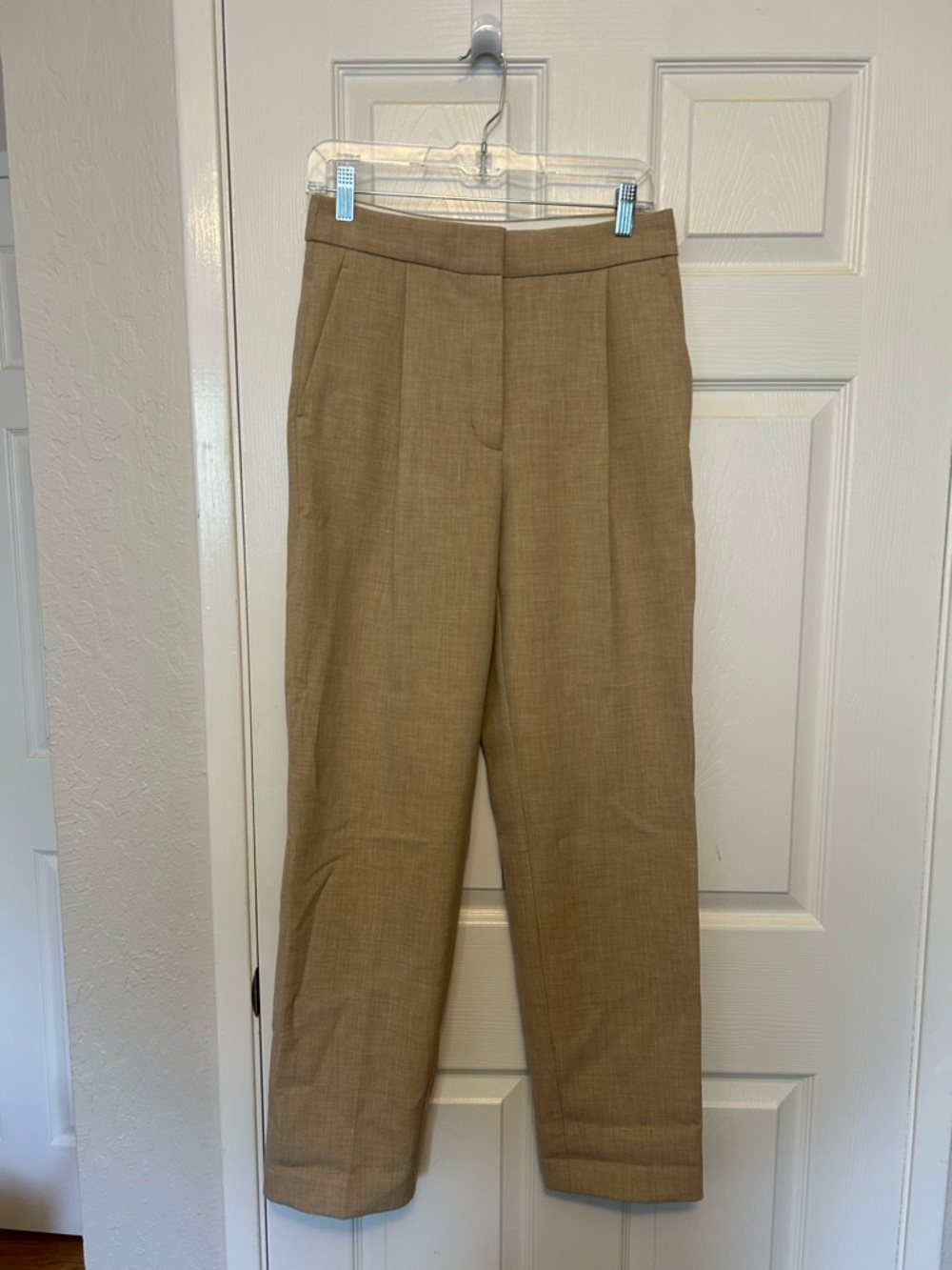 Aritzia Tailored High-Waist Trousers in Light Brown